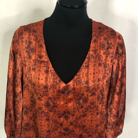 Vici Burnt Orange Loose Fit Peasant Sleeve Blouse - Women’s S - Picture 3 of 8